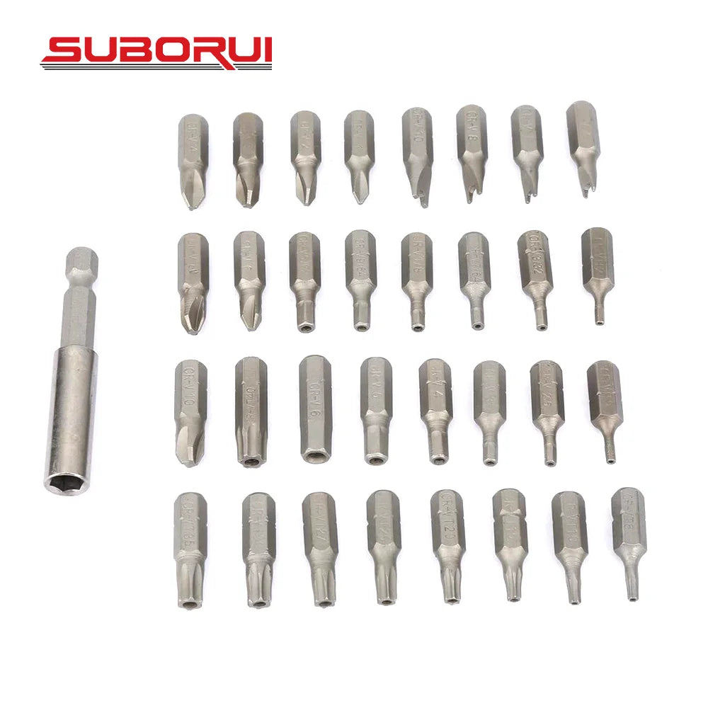 SUBORUI OEM ODM 33-Piece Hollow Bits Combinations Hexagonal Drill Bit Solid Special Shaped Screwdriver Heads Bits Set