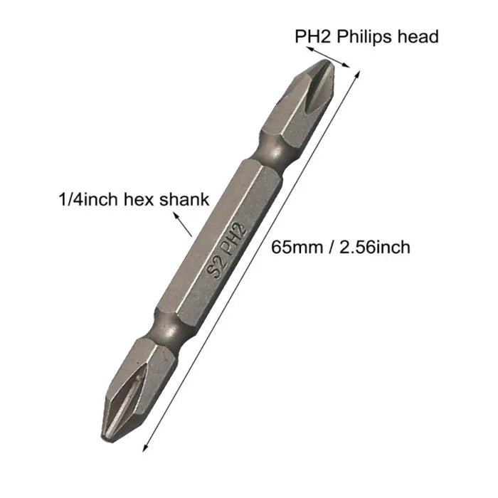 10Pcs Magnetic PH2  Cross Driver Bits Set 3.5 Inch Long Anti Slip 2in Bit (PH2 X 100MM)