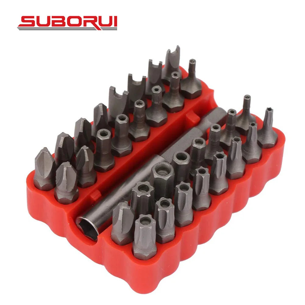 SUBORUI OEM ODM 33-Piece Hollow Bits Combinations Hexagonal Drill Bit Solid Special Shaped Screwdriver Heads Bits Set